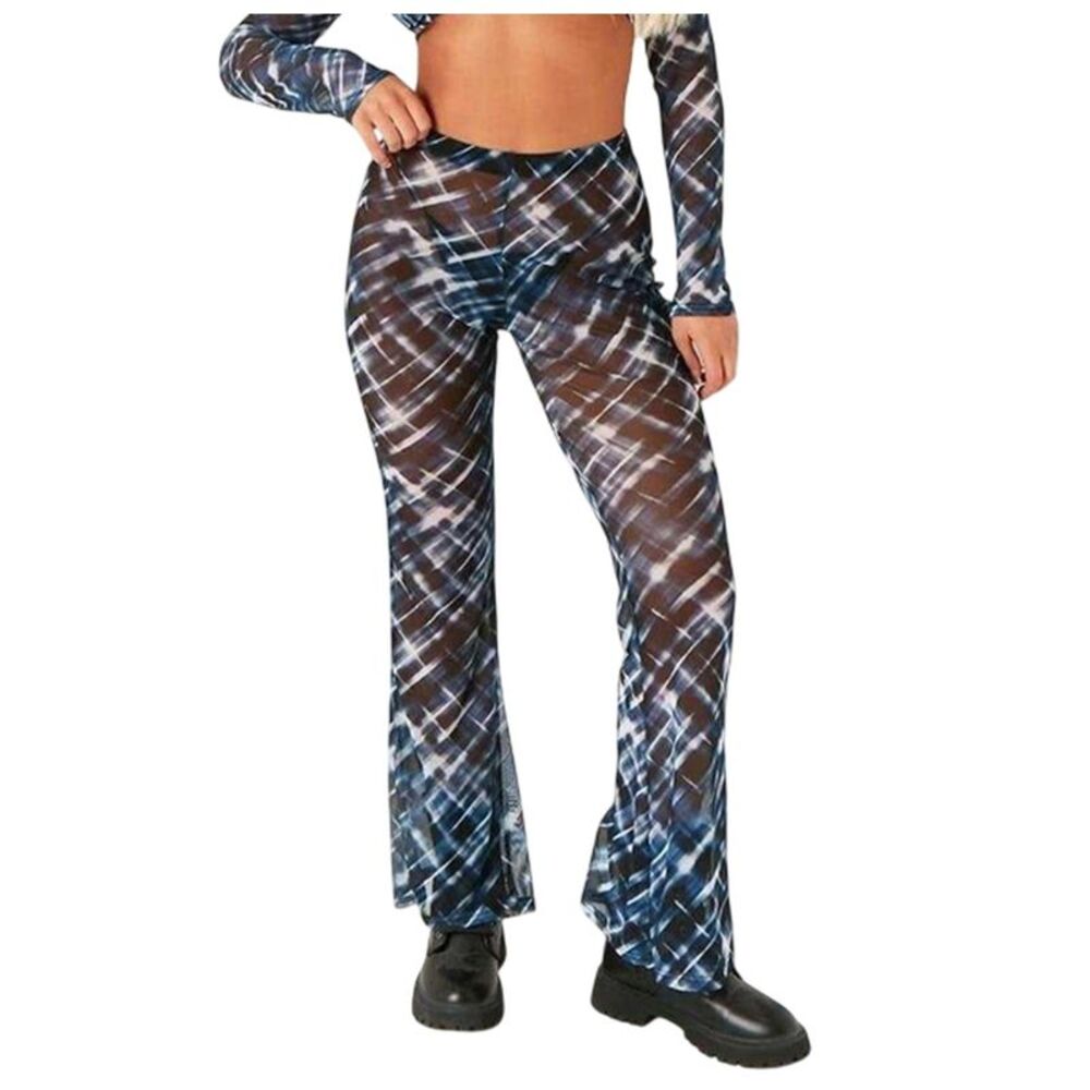 Missy Empire Womens/Ladies Mesh Printed Pants / Blue
